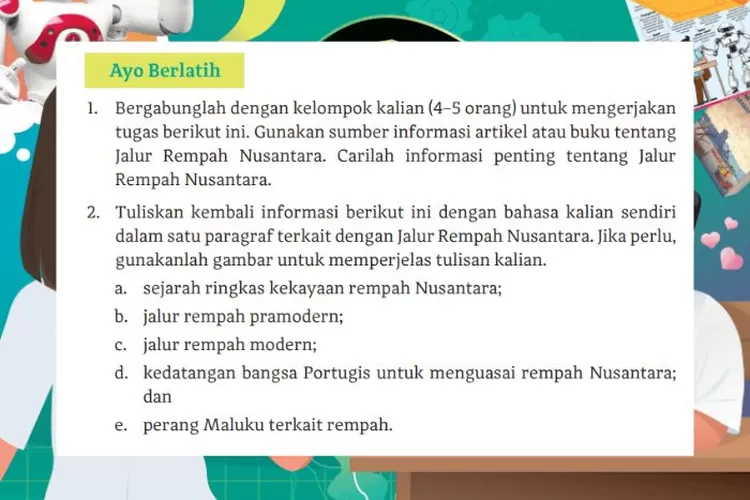 Bahasa Indonesia kelas 12 halaman 175 Kurikulum Merdeka: Menceritakan kembali jalur rempah Nusantara