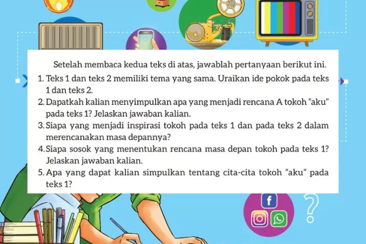 Bahasa Indonesia kelas 9 halaman 159 160 Kurikulum Merdeka: Memahami petikan novel, menganalisis isi teks 1 dan 2 Negeri 5 Menara dan Laskar Pelangi