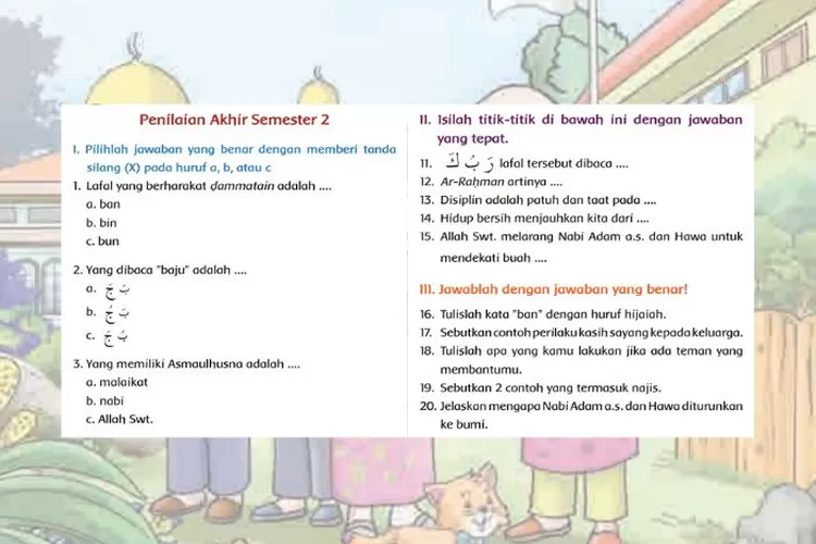PAI kelas 1 halaman 185-187 Penilaian Akhir Semester 2 Agama Islam Kurikulum Merdeka