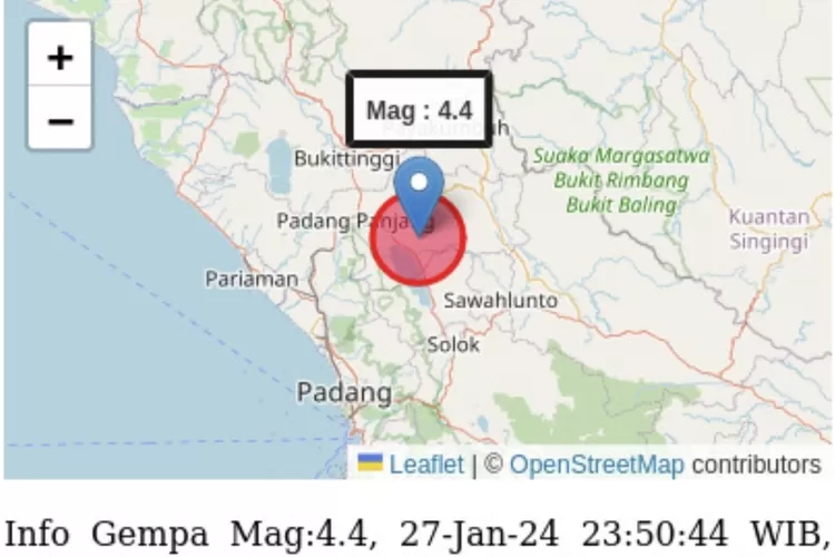 Gempa Magnitudo 4.4 Tanah Datar Guncang Saat Warga Enak Tidur, Dirasakan Hingga Kota Padang (ist)