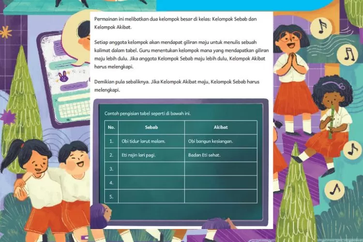 Bahasa Indonesia kelas 5 halaman 148 149 Bab 7 Kurikulum Merdeka: Menulis kalimat sebab dan kalimat akibat