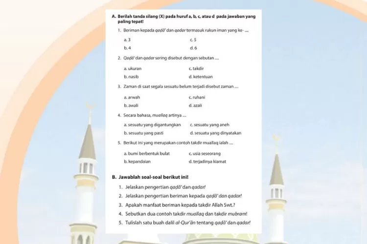 PAI kelas 9 halaman 172 173 Ayo Berlatih Bab 8 Semester 2: Qada dan qadar serta rukun iman