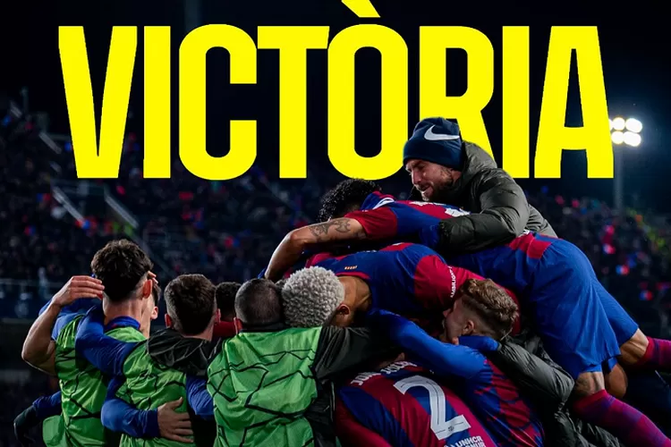 Para pemain Barcelona merayakan kemenangan atas Napoli dalam pertandingan Leg 2 16 Besar Liga Champions (FC Barcelona)