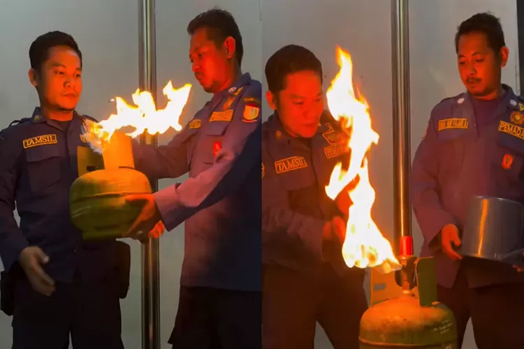 Cara Unik Anggota Pemadam Kebakaran Mengatasi Gas Elpiji Bocor (Instagram @tamsildanuarta)
