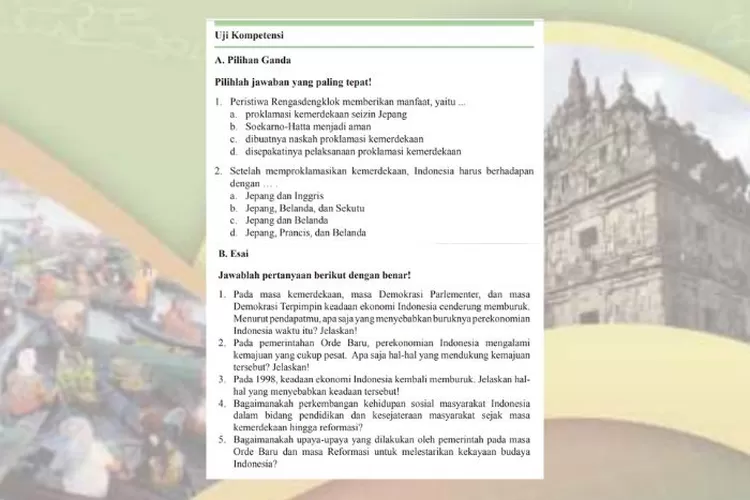 IPS kelas 9 halaman 283-285 Uji Kompetensi Bab 4: Indonesia pada Masa Kemerdekaan hingga Reformasi