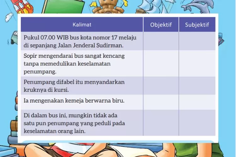 Bahasa Indonesia kelas 8 halaman 6 7 Kegiatan 1 Kurikulum Merdeka: Kalimat bersifat objektif dan subjektif