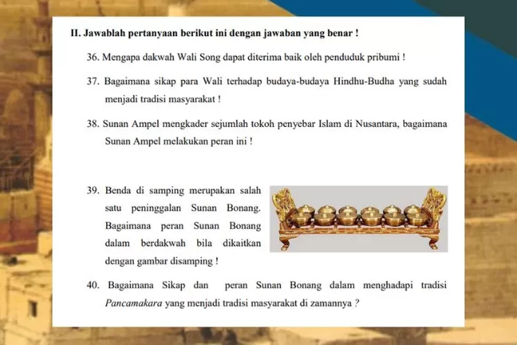 SKI kelas 6 MI halaman 68 Penilaian Akhir Semester Bagian 2 Kurikulum Merdeka: Dakwah Wali Songo di Nusantara Indonesia