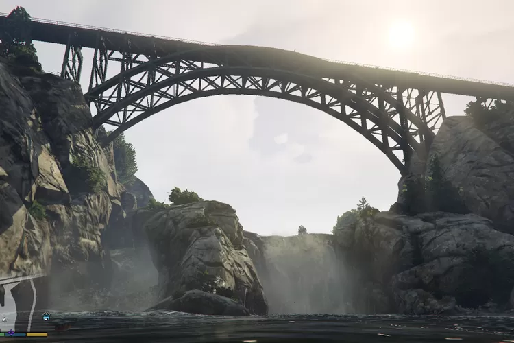 Raton Canyon Bridge, jembatan yanga da di video game GTA V ini mirip dengan salah satu bangunan jembatan yang ada di Provinsi Sumatera barat, Jembatan Kelok 9. (Dok: Sportskeeda Wiki)