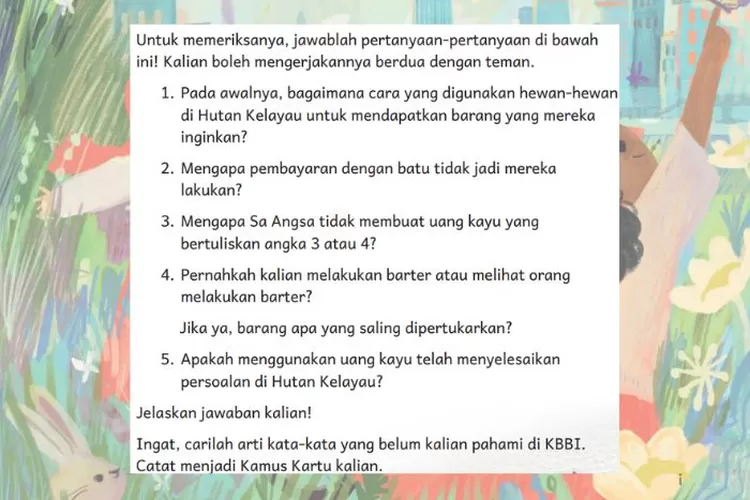 Bahasa Indonesia kelas 4 SD/MI halaman 109 Bab 5 Kurikulum Merdeka: Analisis teks cerita 'Ditukar dengan Apa?'