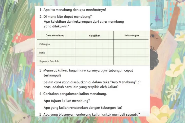Bahasa Indonesia kelas 4 halaman 124 Kurikulum Merdeka: Kelebihan dan kekurangan cara menabung celengan, bank dan koperasi sekolah