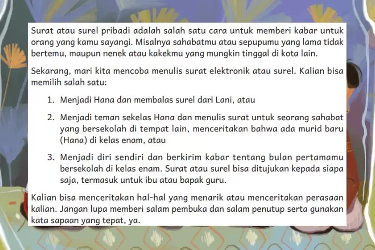 Bahasa Indonesia kelas 6 SD/MI halaman 27 Kurikulum Merdeka: Menulis surel atau surat elektronik berdasarkan situasi berikut