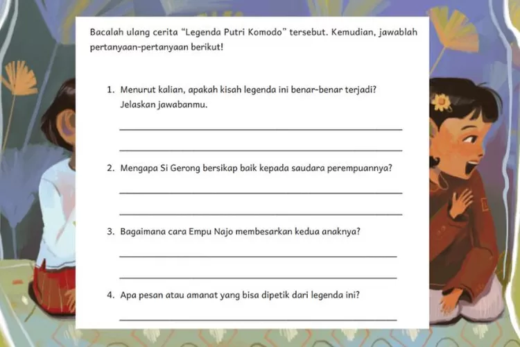 Bahasa Indonesia kelas 6 SD/MI halaman 60 Kurikulum Merdeka: Analisis teks 'Legenda Putri Komodo' termasuk 'mengapa Si Gerong bersikap baik kepada saudara perempuannya'