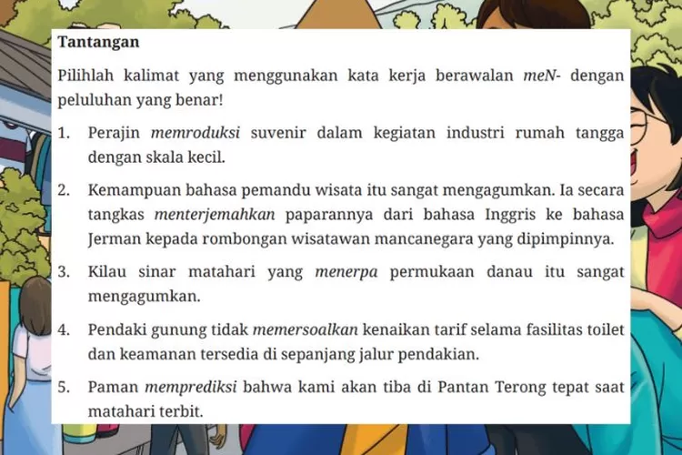 Bahasa Indonesia kelas 7 halaman 23 Kurikulum Merdeka: Kata kerja berawalan meN- dengan peluluhan yang benar