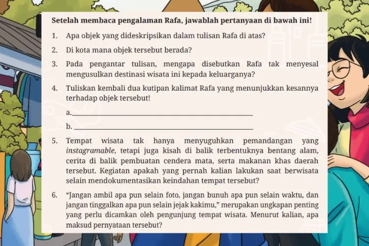 Bahasa Indonesia kelas 7 halaman 6 Kurikulum Merdeka: Analisis teks deskripsi 'Pantan Terong yang Instagramable'
