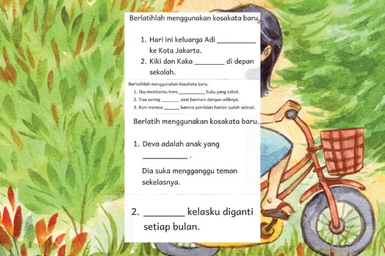 Bahasa Indonesia kelas 2 SD Bab 1 halaman 5, 11 dan 16 Kurikulum Merdeka: Kosakata baru dalam kalimat