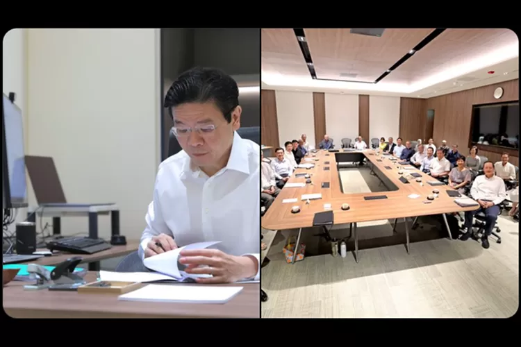 Suasana rapat yang dipimpin oleh PM Singapura yang baru dilantik yaitu Lawrence Wong (X/Twitter @LawrenceWongST)