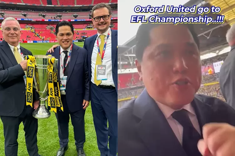Erick Thohir merayakan kesuksesan Oxford United yang masuk ke EFL Championship musim depan (Instagram @oufcofficial)