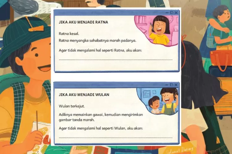 Bahasa Indonesia kelas 3 SD/MI halaman 199 Kurikulum Merdeka: Jika aku menjadi Ratna atau Wulan
