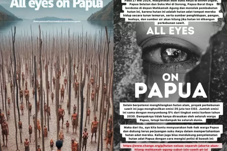 Poster All Eyes On Papua yang menggema di media sosial. (x/@concomf)