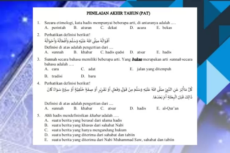 Al Quran Hadis kelas 10 MA halaman 175-179 Penilaian Akhir Tahun Semester 2 Kurikulum Merdeka