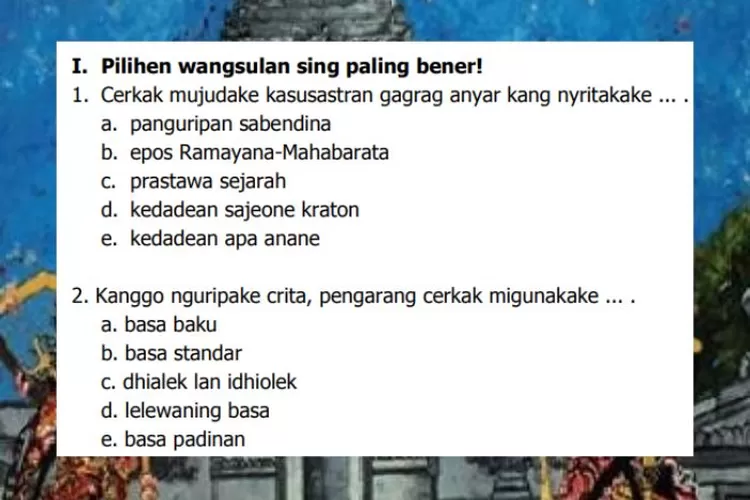 Bahasa Jawa kelas 12 halaman 35-37 Gladhen Wulangan 2 Sastri Basa: Nulad Laku Utama, Teks Cerita Pendek Cerkak