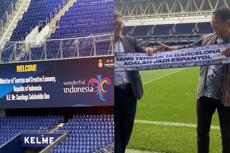 Menparekraf Sandiaga Uno berkunjung ke stadion klub Espanyol (Instagram @sandiuno)