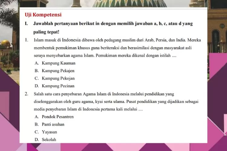 SKI kelas 9 halaman 19-21 Uji Kompetensi Bab 1 Kurikulum Merdeka: Sejarah Islam di Indonesia