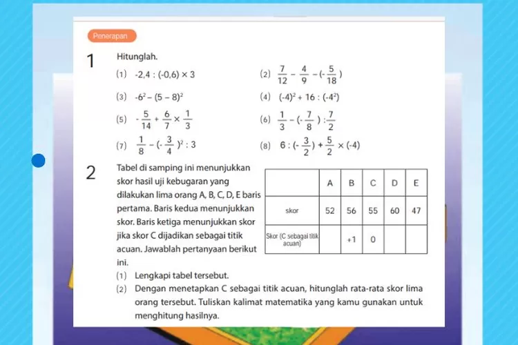 Matematika kelas 7 halaman 57 Soal Ringkasan Bab 1 Bilangan Bulat Bagian Penerapan Kurikulum Merdeka