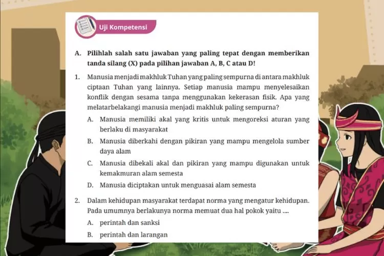 Pendidikan Pancasila kelas 7 halaman 97-100 Uji Kompetensi Bab 3 Kurikulum Merdeka: Norma-norma di Indonesia