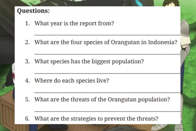 Bahasa Inggris kelas 9 halaman 53 Section 4 Unit 2 Chapter 1 Kurikulum Merdeka: Information about orangutans in Indonesia