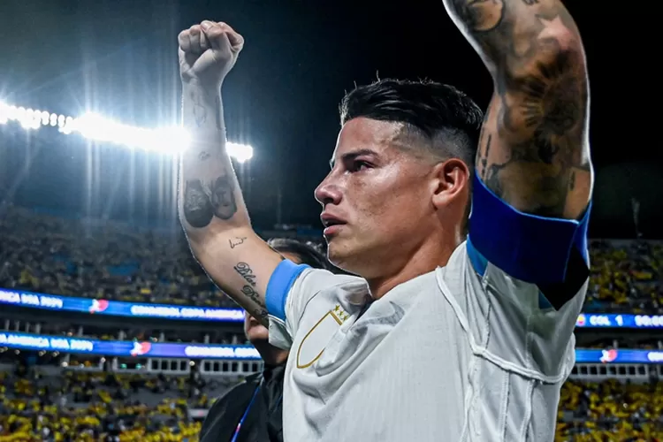James Rodriguez merayakan kemenangan Kolombia atas Uruguay di semifinal Copa America 2024 (Copa America)