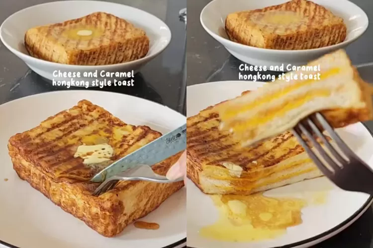 Resep Cheese and Caramel Hongkong Style Toast (Tiktok/@cookingwithhel)