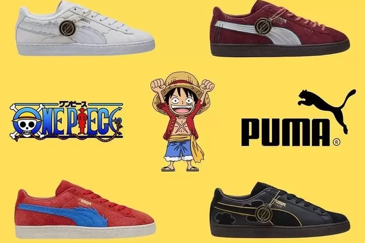 Puma x One Piece Rilis Sepatu Edisi Yonkou! Simak Desain Keren dari Luffy, Buggy, Teach, hingga Shanks ( Twitter @AndyCollectz / GoraJuara.com)