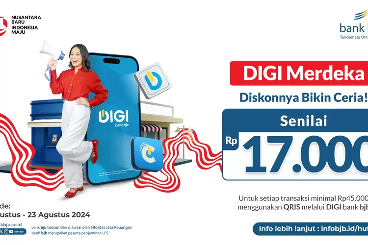 Sambut HUT RI ke 79 bank bjb Beri Diskon dan Cashback Untuk Pengguna DIGI