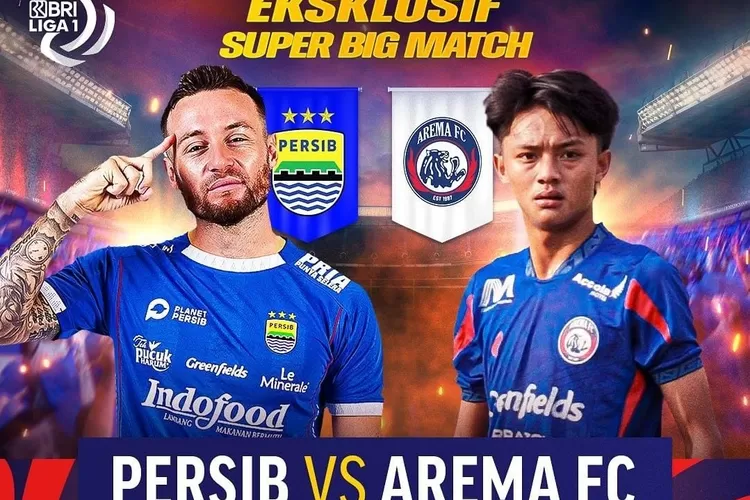 Link  live streaming Persib vs Arema di Liga 1 2024/25. Pertandingan seru di Si Jalak Harupat tayang di Vidio pukul 19.00 WIB. (Vidio.com / GoraJuara.com)