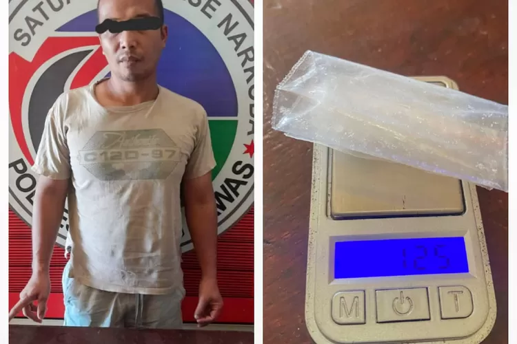 Tersangka pengedar Narkotika jenis Sabu beserta barang bukti.  (Realitasonline.id / SS)