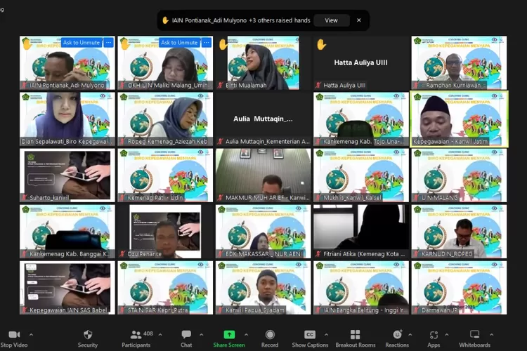 Peserta sosialisasi kepada kepegawaian dan satuan kerja di seluruh Indonesia berkenaan dengan Ropeg Menyapa, salahsatunya UIN Sumut (Realitasonline.id/humas)