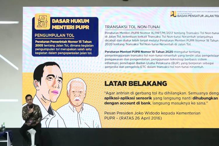 Badan Pengatur Jalan Tol (BPJT) tengah melakukan inovasi penerapan teknologi transaksi nirsentuh tanpa kartu di Jalan Tol atau dikenal Multi Lane Free Flow (MLFF).