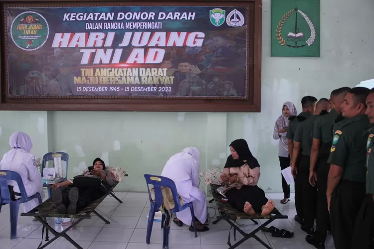 menyambut hari Juang TNI AD ke 78 Tahun 2023, Kodim 0107/Aceh Selatan menggelar Bhakti Sosial Donor Darah.  (Realitasonline.id/zul)