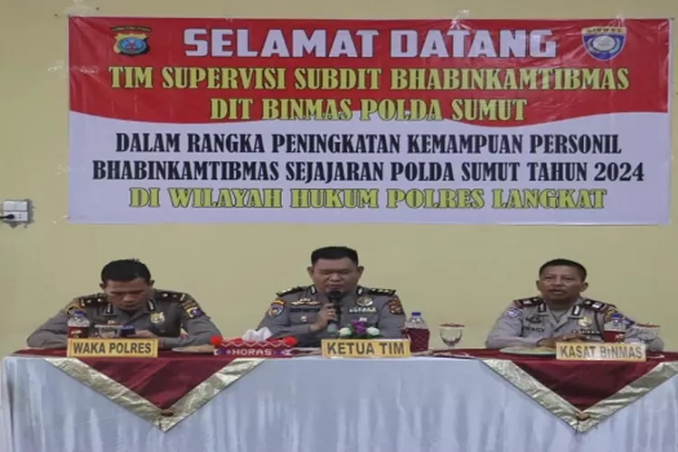 Tim Supervisi yang dipimpin oleh Kasubdit Bhabinkamtibmas Ditbinmas Polda Sumut AKBP Dr. Herwansyah Putra saat melakukan kunjungan ke Polres Langkat (Realitasonline.id/AA)