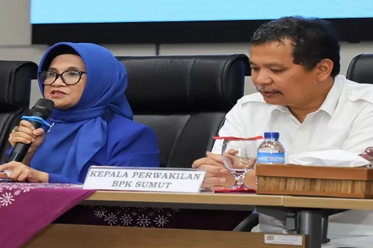  Wali Kota dr Susanti Dewayani sampaikan harapannya di acara exit Meeting bersama BPK RI Provsu  (Realitasonline.id/RH)