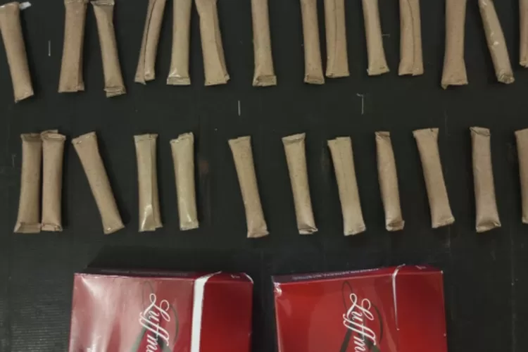 Barang bukti puluhan paket ganja kering siap edar yang disita Tim Opsnal Sat Resnarkoba Polres Padangsidimpuan dari dua tersangka. (Realitasonline.id/ RI)