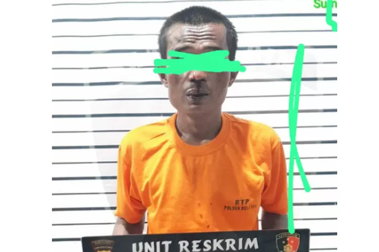 Polsek Delitua mengamankan AP (41) usai beraksi di Jalan Brigjen Zein Hamid Simpang Gang Berlian Sari Kelurahan Kedai Durian Kecamatan Medan Johor pada Selasa (16/7/2024) sekira pukul 14.00 WIB di Polsek Delitua.