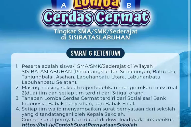 Pengumuman informasi lomba Cerdas Cermat Bank Indonesia bagi pelajar SMA di SisiBatasLabuhan  (Realitasonline.id/SS)