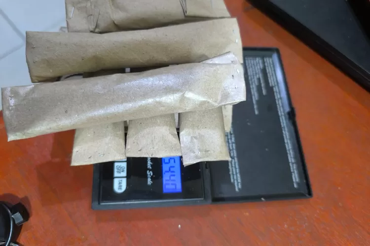 Daun ganja kering dibungkus dalam paket disita dari warung milik HNH (Realitasonline.id/Dok)