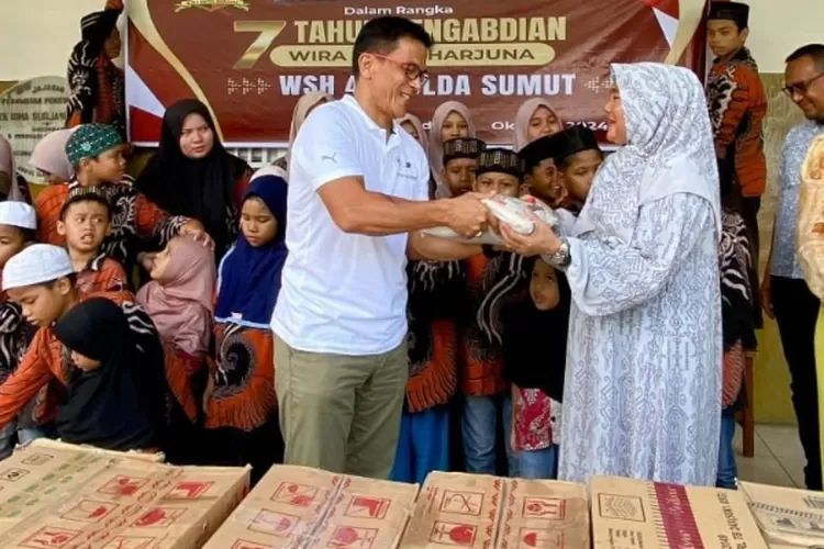 Bakti Sosial 7 tahun pengabdian, Alumni Setukpa WSH 46 bantu sembako kepada 2 panti asuhan di Medan, Sabtu (26/10/2024).