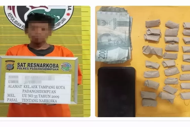 Tersangka AAL yang ditangkap personil Polres Padangsidimpuan bersama barang bukti ganja  (Realitasonline.id/Dok)