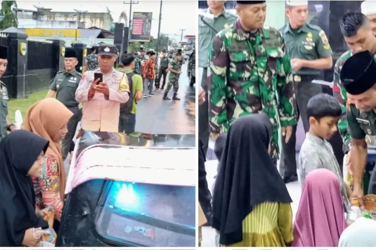 Dandim 0212/Tapsel Letkol (Arm) Delli Yudha Adi Nurcahyo, menyerahkan santunan kepada anak yatim dan dhuafa, serta membagi takjil kepada pengendara yang melintas Makodim 0212/Tapsel, Jalan Imam Bonjol, Kelurahan Padangmatinggi, Kota Padangsidimpuan, Kamis (27/3/2025). Realitasonline.id - RI
