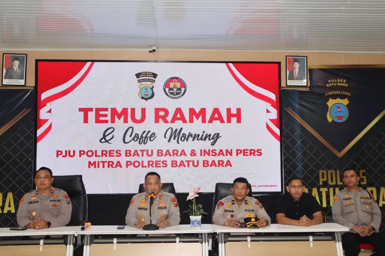 Kapolres Batu Bara AKBP Doly Nelson H.H Nainggolan saat temu ramah dan coffee morning dengan media humas Polres Batubara