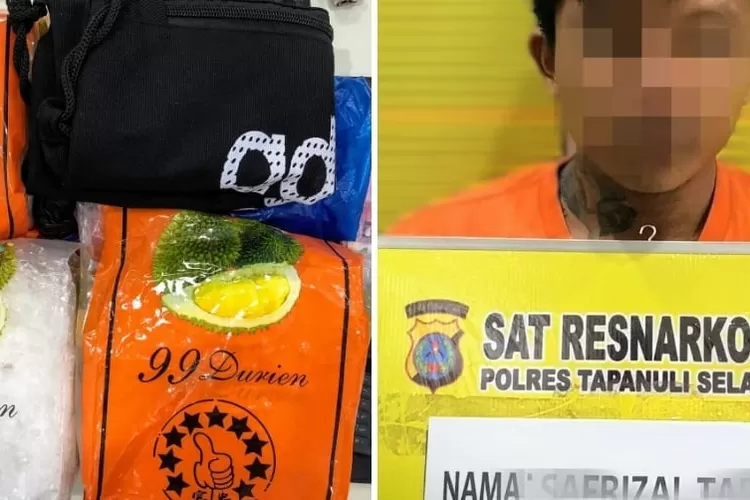 Pelaku diduga pengedar narkoba antar Ksbupaten yang ditangkap jajaran Satresnarkoba Polres Tapsel di Hotel Mitra Indah Gunungtua, Selasa (17/6/2025).(Realitasonline.id - Ist)